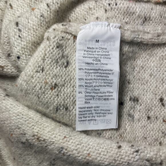 Madewell Donegal Button Sleeve Sweater Dress Knit Cream Speckled H3614 Medium - Picture 4 of 10